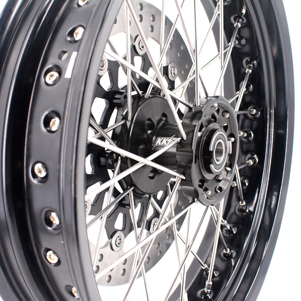 KKE 3.5 & 5.0 17 Inch Wheels for Yamaha WR250F 2001 WR450F 2003-2018 Black - Howling Moto