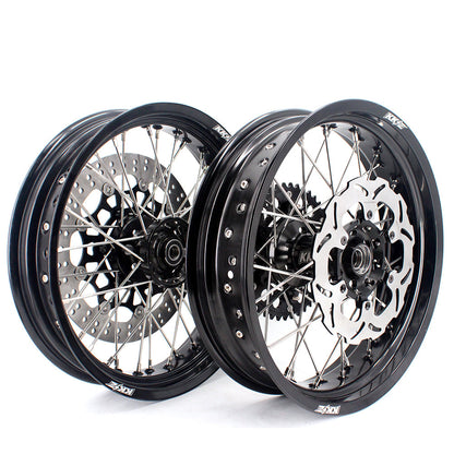KKE 3.5 & 5.0 17 Inch Wheels for Yamaha WR250F 2001 WR450F 2003-2018 Black - Howling Moto