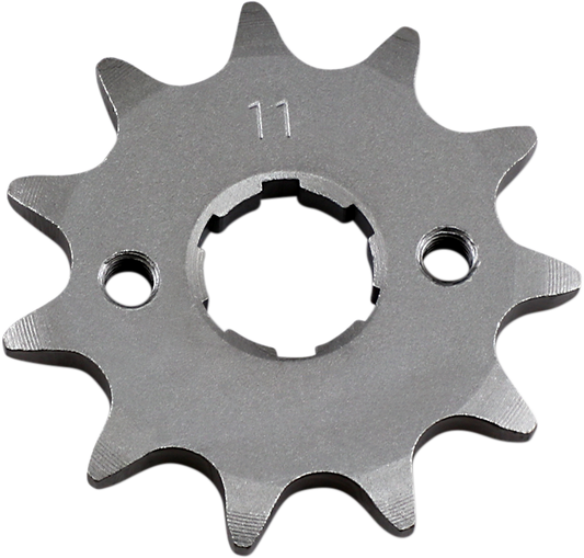 Parts Unlimited Honda countershaft sprocket with 11 teeth, durable metal construction for motorcycle drivetrain replacement.