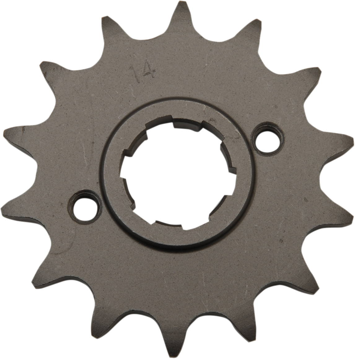 Parts Unlimited Honda 23801-429-000 14-tooth countershaft sprocket for motorcycle drivetrain replacement.