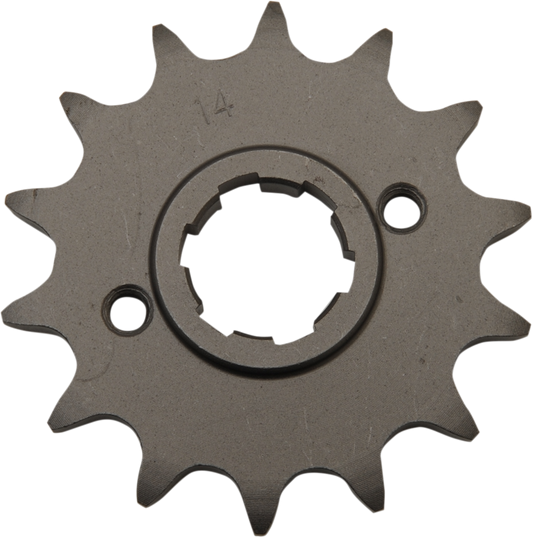 Parts Unlimited Honda 23801-429-000 14-tooth countershaft sprocket for motorcycle drivetrain replacement.