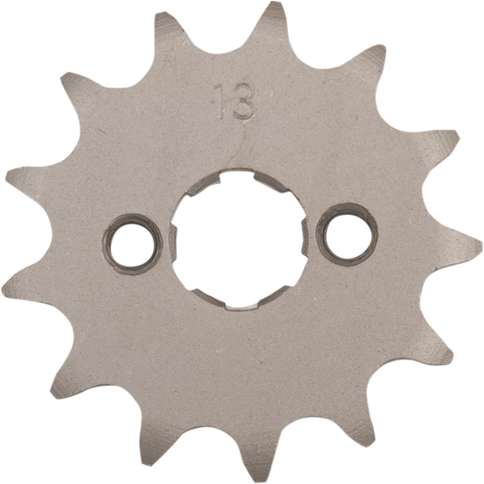 Parts Unlimited 13-tooth countershaft sprocket for Honda motorcycles, showing the metal sprocket with teeth and mounting hole.