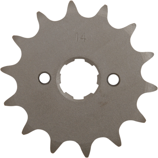 Parts Unlimited Honda countershaft sprocket with 14 teeth, designed for motorcycle drivetrain, shown in the image.