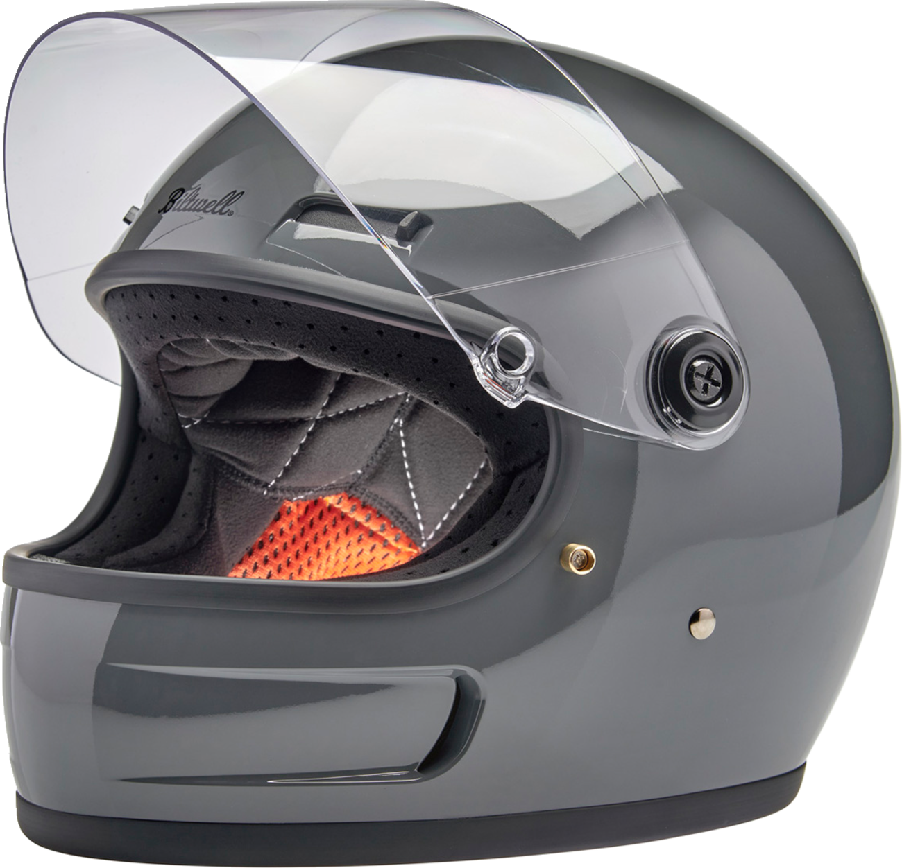 BILTWELL Gringo SV helmet in gloss storm gray, small size, featuring a sleek motorcycle helmet design with matte finish.