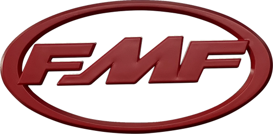Red FMF 3Decal sticker featuring the FMF logo, designed for motorcycle or vehicle decoration, shown on a white background.