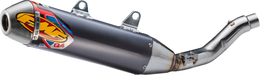 FMF Q4 Hex slip-on motorcycle muffler with spark arrestor screen, performance exhaust for enhanced bike sound and efficiency