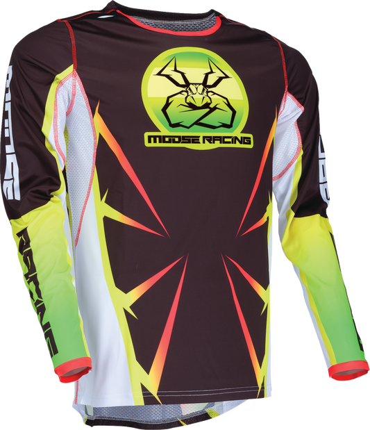 Moose Offroad Agroid jersey in black, yellow, and white, size 3XL, featuring bold design and sporty fit.