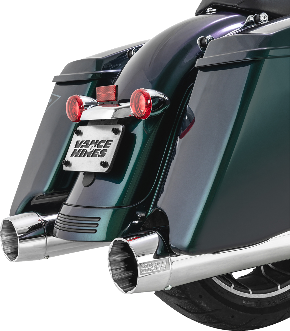 VANCE & HINES Blackbird 450 Slip-On Mufflers for Milwaukee Eight engines, black finish, sleek motorcycle exhaust system.