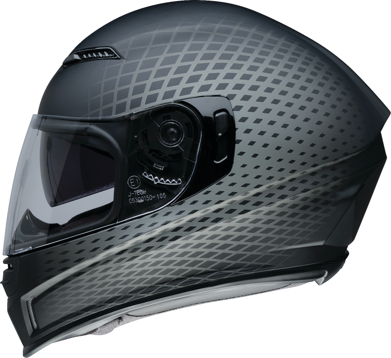 Z1R Jackal Waveform Gray motorcycle helmet with aerodynamic design, anti-fog shield, and advanced ventilation in small size.