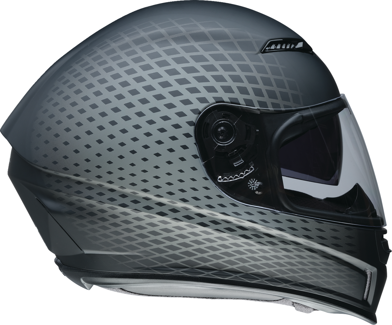 Z1R Jackal Waveform gray motorcycle helmet with aerodynamic shell, anti-fog shield, sun visor, in 2XL size, front view.