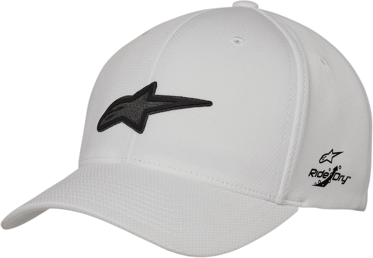 White ALPINESTARS Silent Tech protective hat from Bill's Exhausts, one size, showing the sleek, padded design for safety gear.