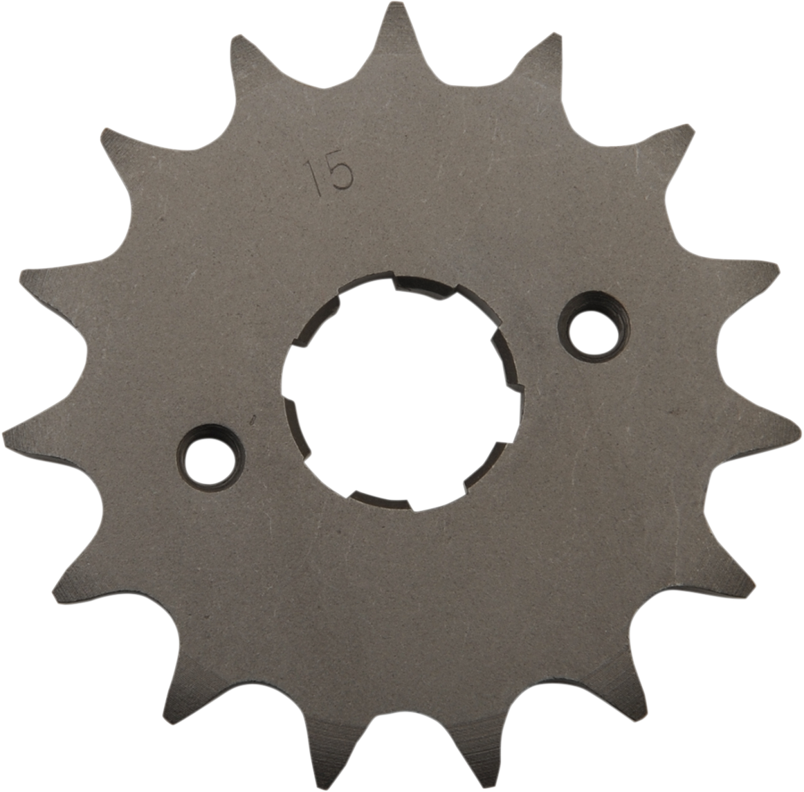 Honda 15-tooth countershaft sprocket from PARTS UNLIMITED, showing the metal sprocket with gear teeth for motorcycle transmission.