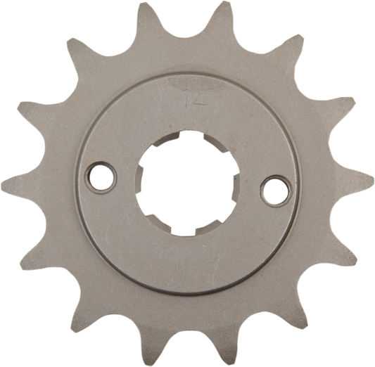 Parts Unlimited 14-tooth countershaft sprocket for Honda motorcycles, showing the sprocket's teeth and metal finish.