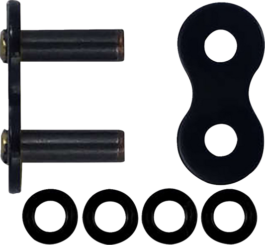 RK 520 ZXW connecting link with rivet in black scale, used for chain linkage and industrial applications.