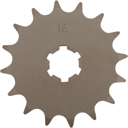 Parts Unlimited Yamaha countershaft sprocket with 16 teeth, designed for motorcycle drive systems, shown in the image.