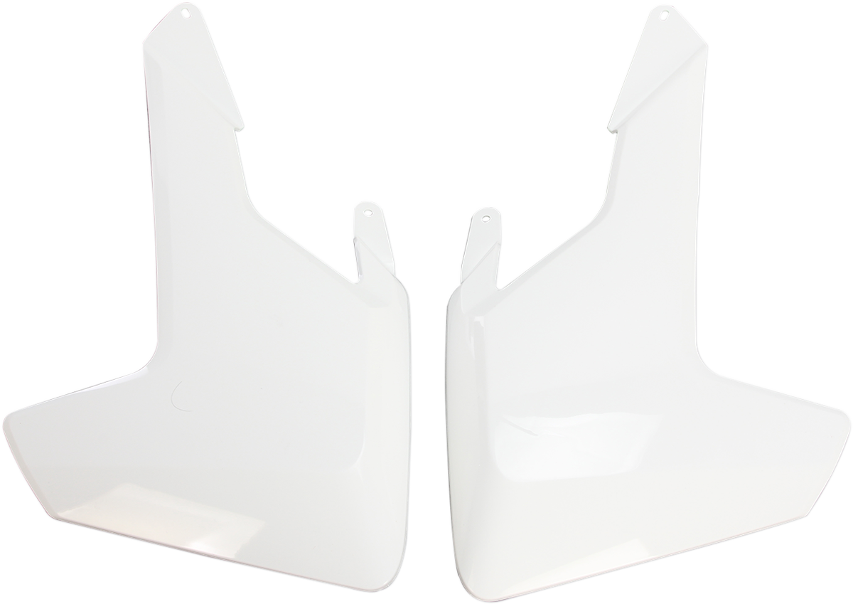 White Acerbis radiator shrouds for Husqvarna motocross bikes, designed for optimal engine cooling and protection.