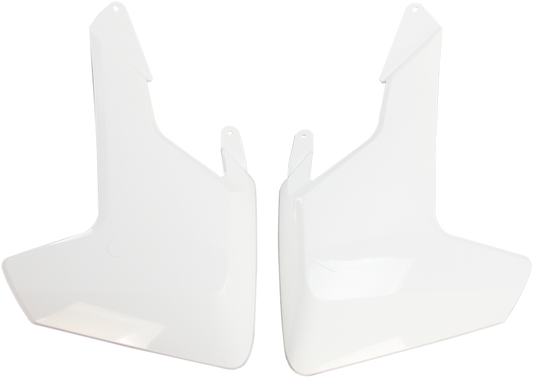 White Acerbis radiator shrouds for Husqvarna motocross bikes, designed for optimal engine cooling and protection.