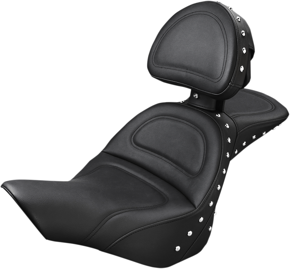 Bill's Exhausts SADDLEMEN Explorer Special Seat with backrest for FXSB motorcycle, featuring comfortable design and durable construction.