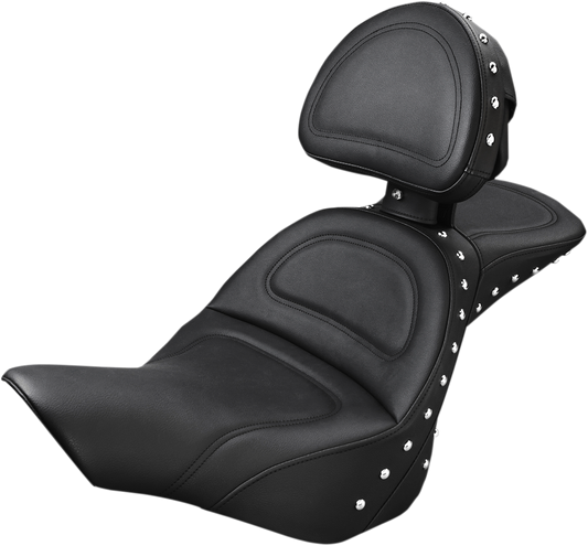 Bill's Exhausts SADDLEMEN Explorer Special Seat with backrest for FXSB motorcycle, featuring comfortable design and durable construction.