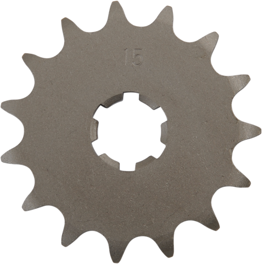 Parts Unlimited 15-tooth countershaft sprocket for Yamaha motorcycles, shown in the image.