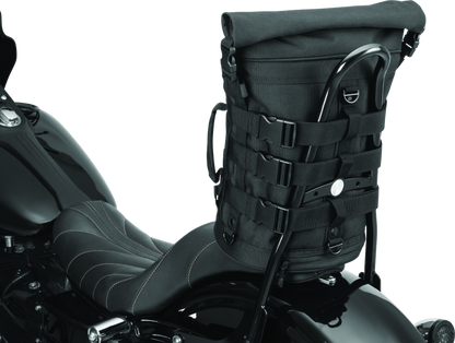 Kuryakyn Momentum Deadbeat Duffle Bag, compact water-resistant gear storage for powersports adventures, shown with zipped compartments.