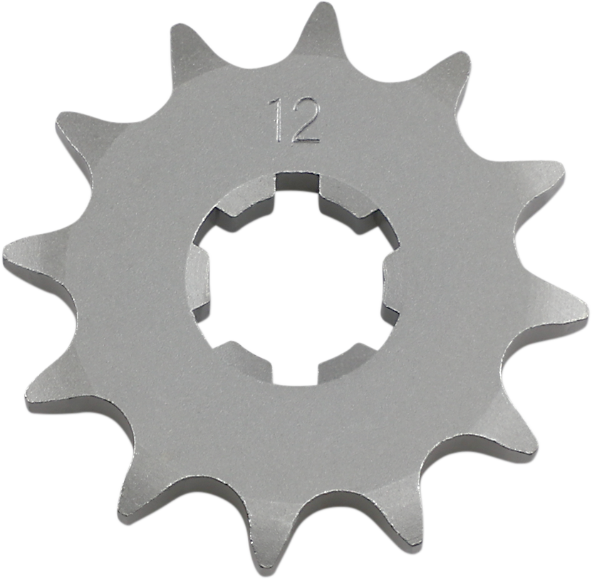 Yamaha countershaft sprocket with 12 teeth from PARTS UNLIMITED, showcasing the metal sprocket with teeth for motorcycle drive systems.