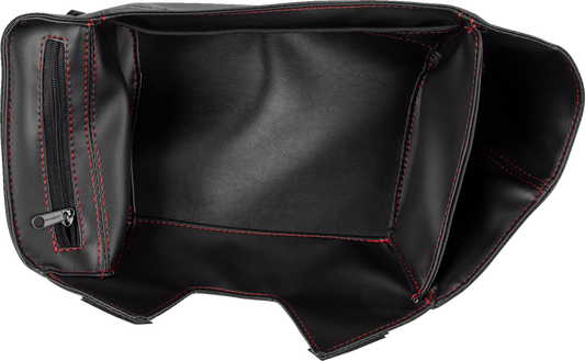 Bill's Exhausts SHOW CHROME glove box engine organizer in red with metal construction and multiple compartments.