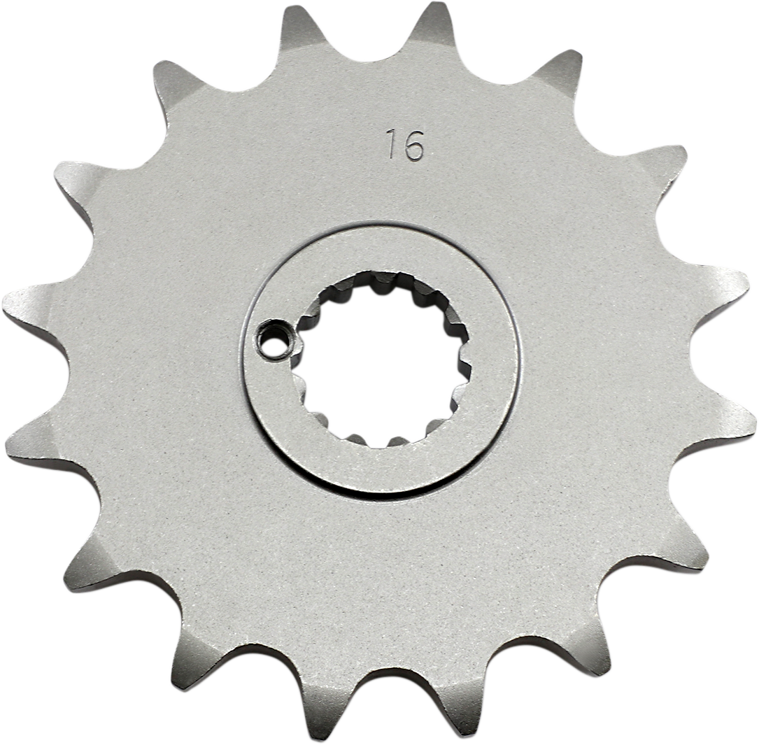 Parts Unlimited Kawasaki 13144-062-16 16-tooth countershaft sprocket, metal gear with teeth, used for motorcycle transmission.