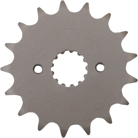 Parts Unlimited 17-tooth countershaft sprocket for Kawasaki and Suzuki motorcycles, part number 13144-1009, shown in the image.