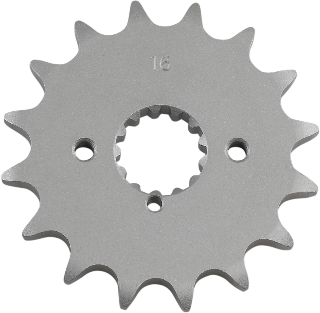 PARTS UNLIMITED 16-tooth countershaft sprocket for Kawasaki and Suzuki motorcycles, showing the metal sprocket with teeth.