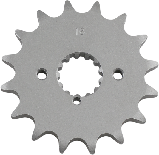 PARTS UNLIMITED 16-tooth countershaft sprocket for Kawasaki and Suzuki motorcycles, showing the metal sprocket with teeth.