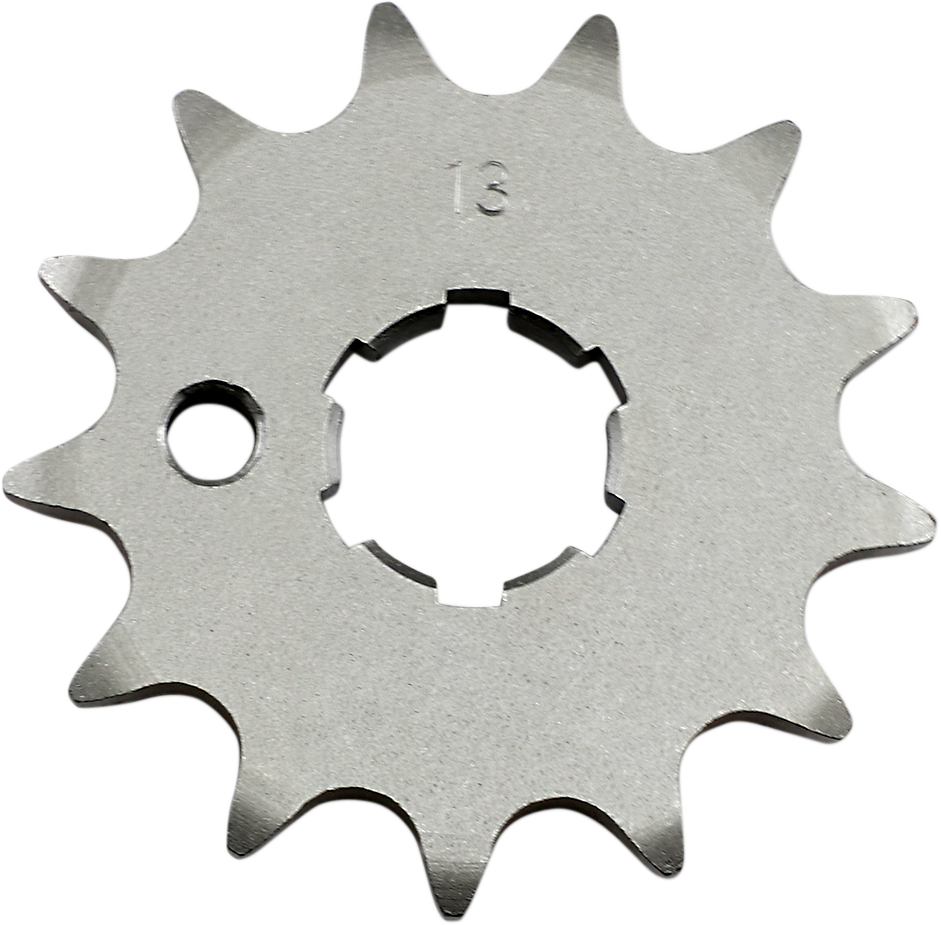 Countershaft sprocket with 13 teeth from PARTS UNLIMITED for Kawasaki and Yamaha motorcycles, shown in the image.