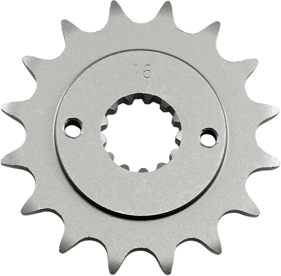 Parts Unlimited 16-tooth countershaft sprocket for Kawasaki and Suzuki motorcycles, showing the metal sprocket with teeth.