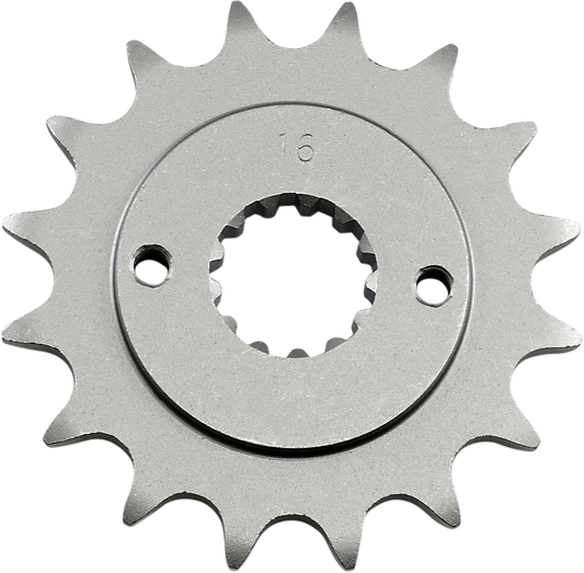 Parts Unlimited 16-tooth countershaft sprocket for Kawasaki and Suzuki motorcycles, showing the metal sprocket with teeth.
