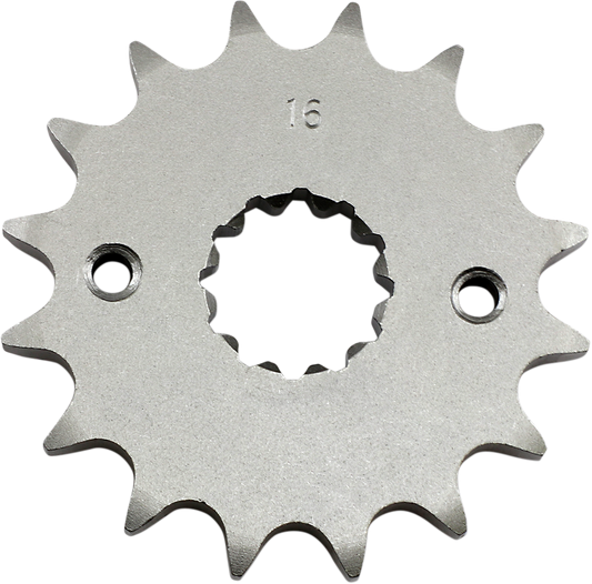 Kawasaki countershaft sprocket by PARTS UNLIMITED, 16-tooth gear for motorcycle drivetrain, shown in close-up image