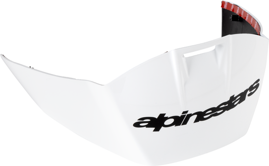 Alpinestars Supertech R10 race helmet spoiler in solid gloss white, attached to the top of the helmet for aerodynamic performance.