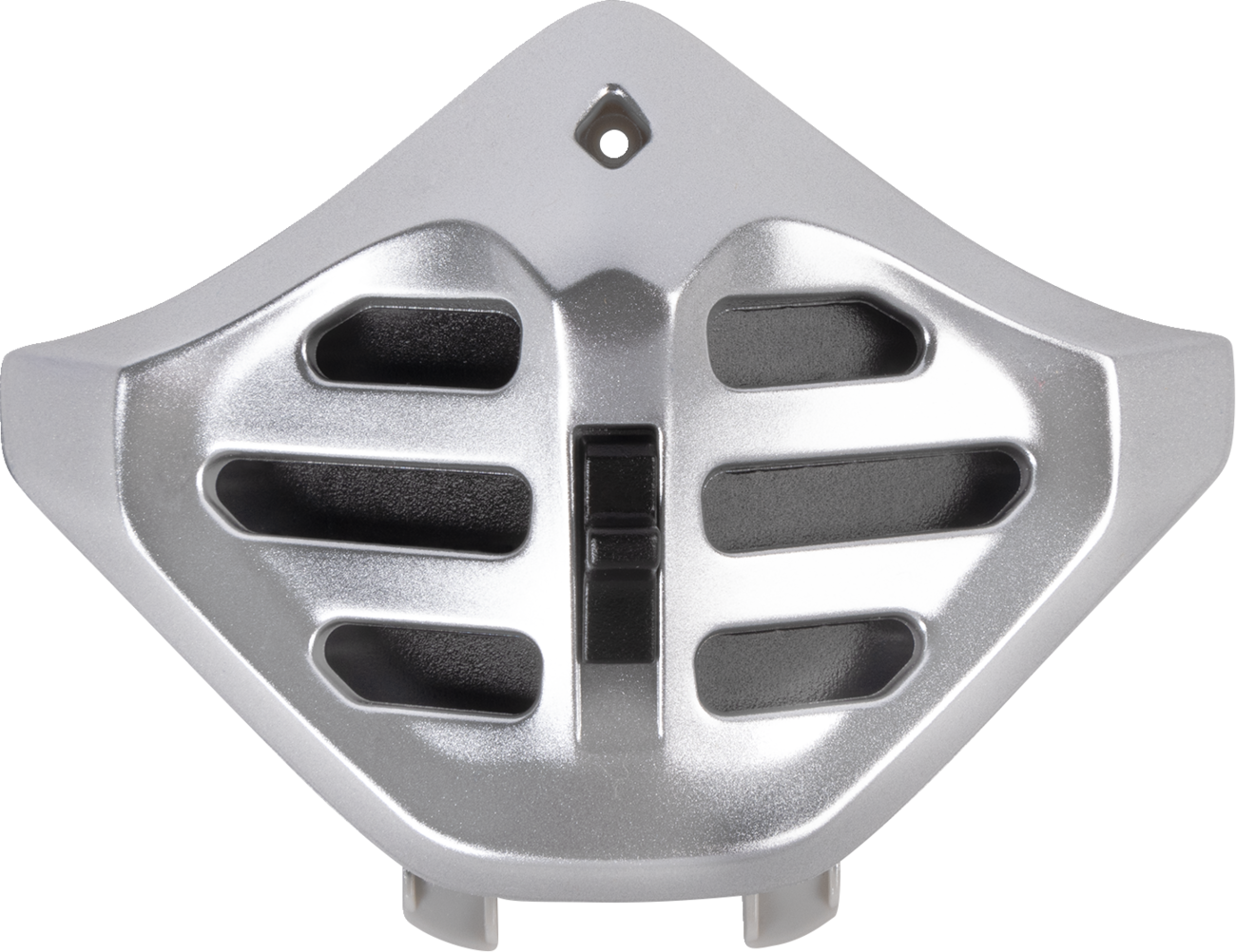 ARAi XD-5 helmet chin vent in aluminum silver, showing the vent's detailed design on a motorcycle helmet.