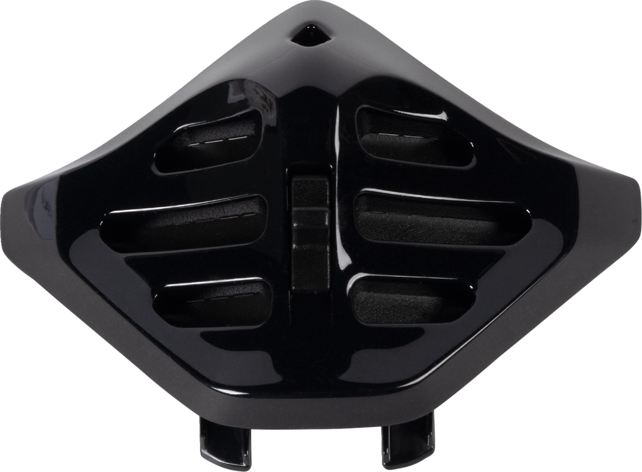 Arai XD-5 helmet chin vent in metallic black with visible vents and branding, designed for motorcycle riding safety and comfort.