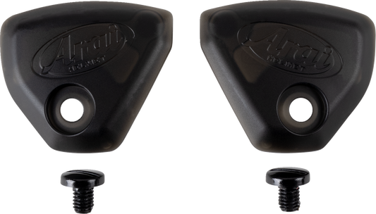 Arai XD-5 helmet peak pressure plate with tinted visor and adjustable components, designed for off-road motorcycle riding.