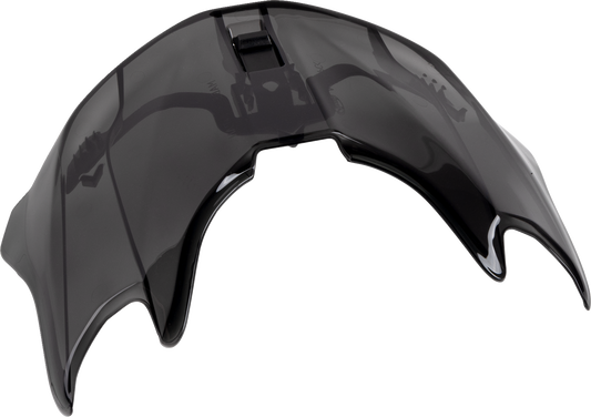 Arai Helmets XD-5 tint spoiler with part number 102136, mounted on a motorcycle helmet, showcasing aerodynamic design and tinted visor