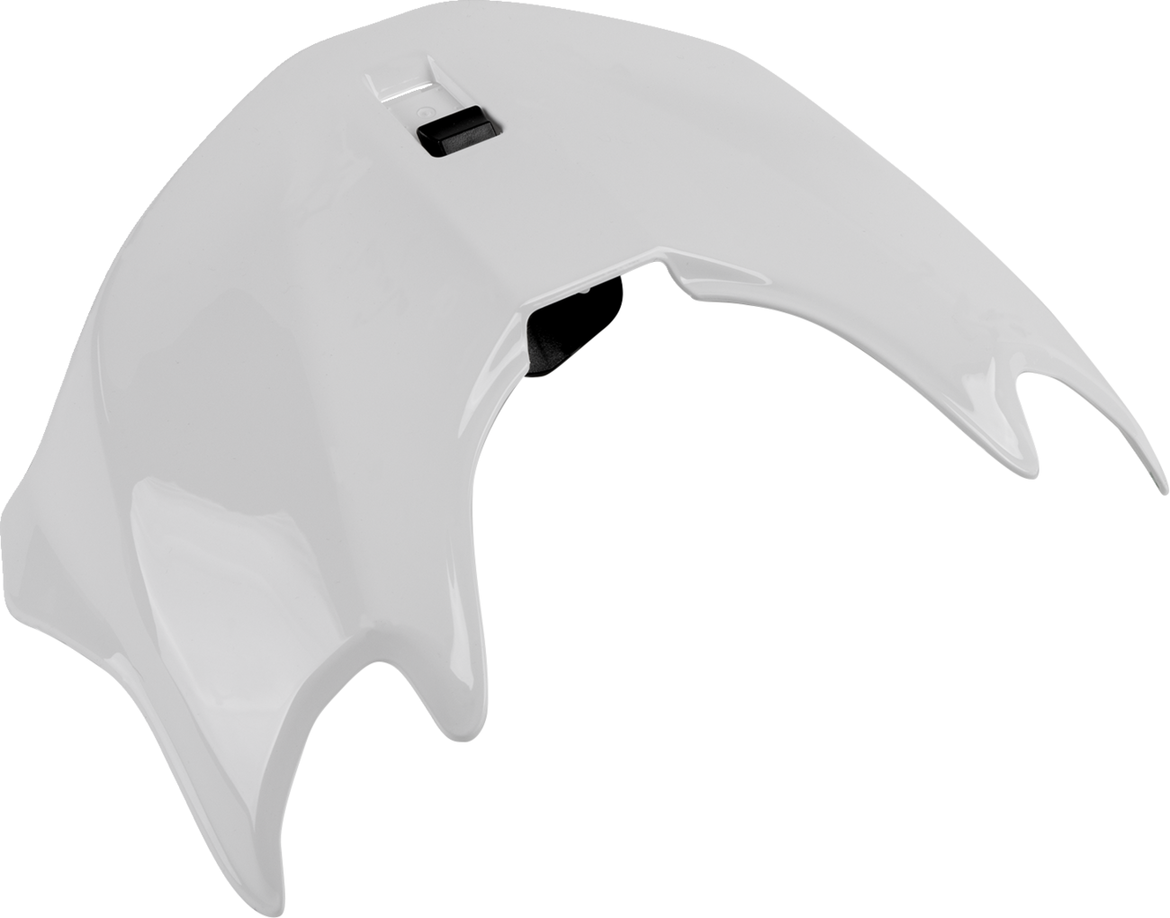 Arai Helmets XD-5 white spoiler part 102128 for enhanced aerodynamics, shown attached to a helmet.