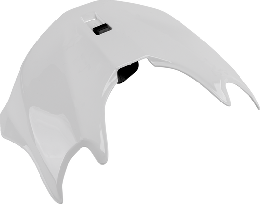 Arai Helmets XD-5 white spoiler part 102128 for enhanced aerodynamics, shown attached to a helmet.