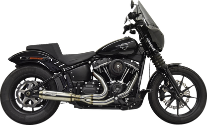 Stainless steel BASSANI XHAUST 2-into-1 exhaust system with superbike muffler, designed for high-performance motorcycle.