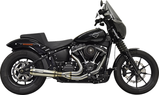 Stainless steel BASSANI XHAUST 2-into-1 exhaust system with superbike muffler, designed for high-performance motorcycle.