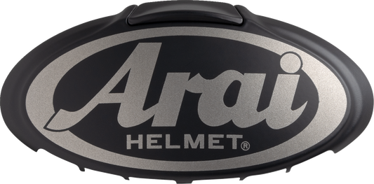 Black and light gray Arai helmet with 3D Arai logo duct detail, part number 102103, showcasing sleek helmet design.