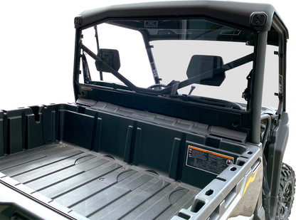 MOOSE OFFROAD back panel for Can-Am Defender, clear polycarbonate barrier, durable off-road vehicle accessory.