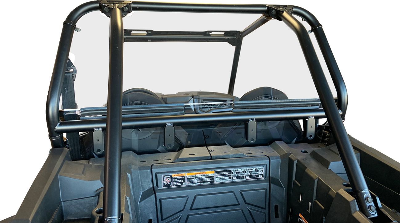 Moose Offroad back panel for Polaris RZR 2014-2024, durable black off-road vehicle accessory with mounting hardware.