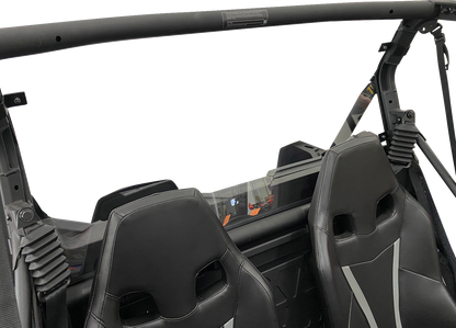 MOOSE OFFROAD back panel for Can-Am Commander and Maverick, black metal construction with mounting brackets.
