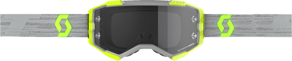 Scott Fury Light Sensitive Goggles in gray and yellow, designed for engine work, with adjustable strap and protective lens.