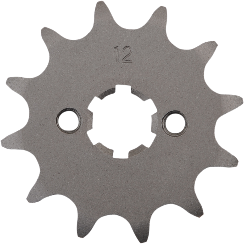 Parts Unlimited 12-tooth countershaft sprocket for Kawasaki, Suzuki, Yamaha motorcycles, part number 27511-29001.